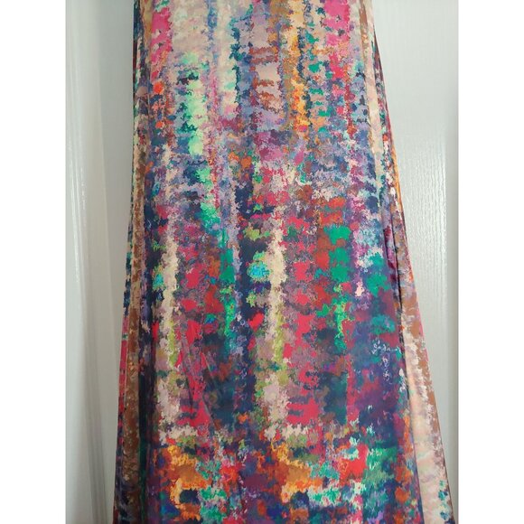 Nicole Miller Water Color Artsy Elegant Silky Sleeveless Maxi XS Whimsy - Picture 4 of 15